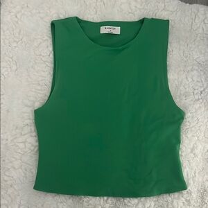 Babaton Green Sleeveless Muscle Tee Crop